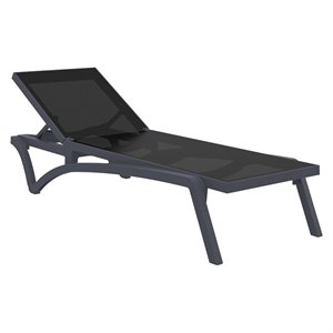 Compamia Pacific Chaise Lounge with Black Sling in Dark Gray Set of 2