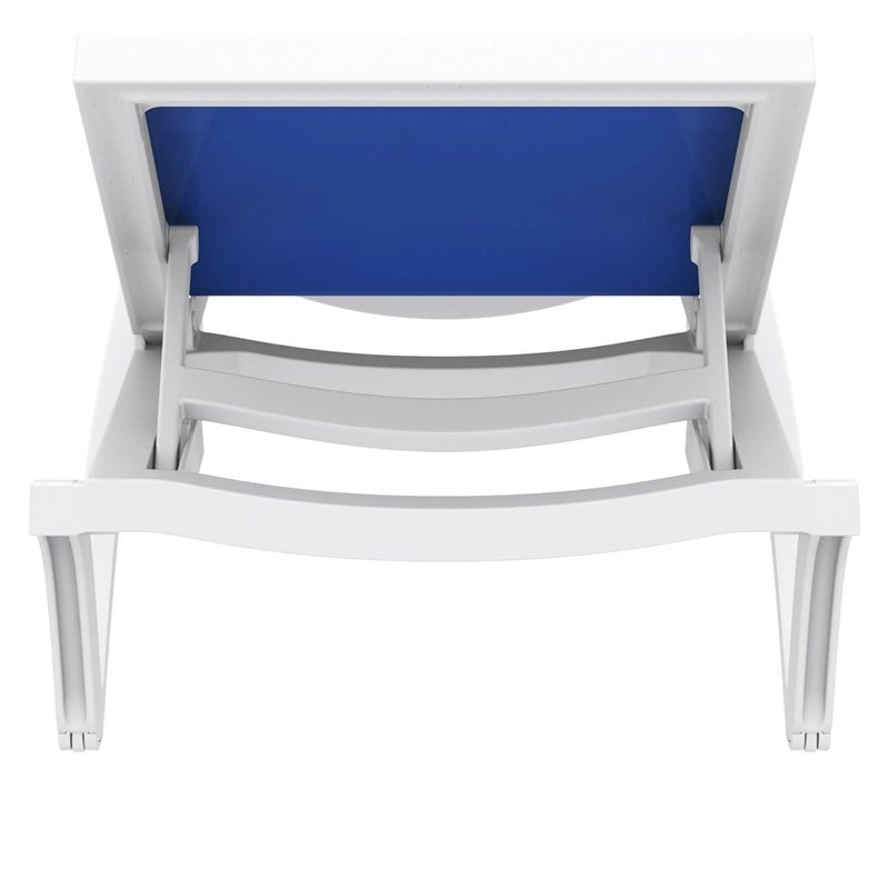 Compamia Pacific Chaise Lounge with Blue Sling in White Set of 2