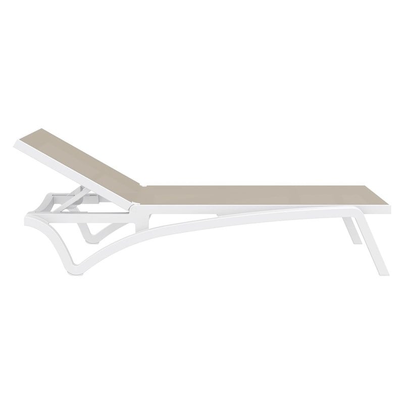 Compamia Pacific Chaise Lounge with Taupe Sling in White Set of 2