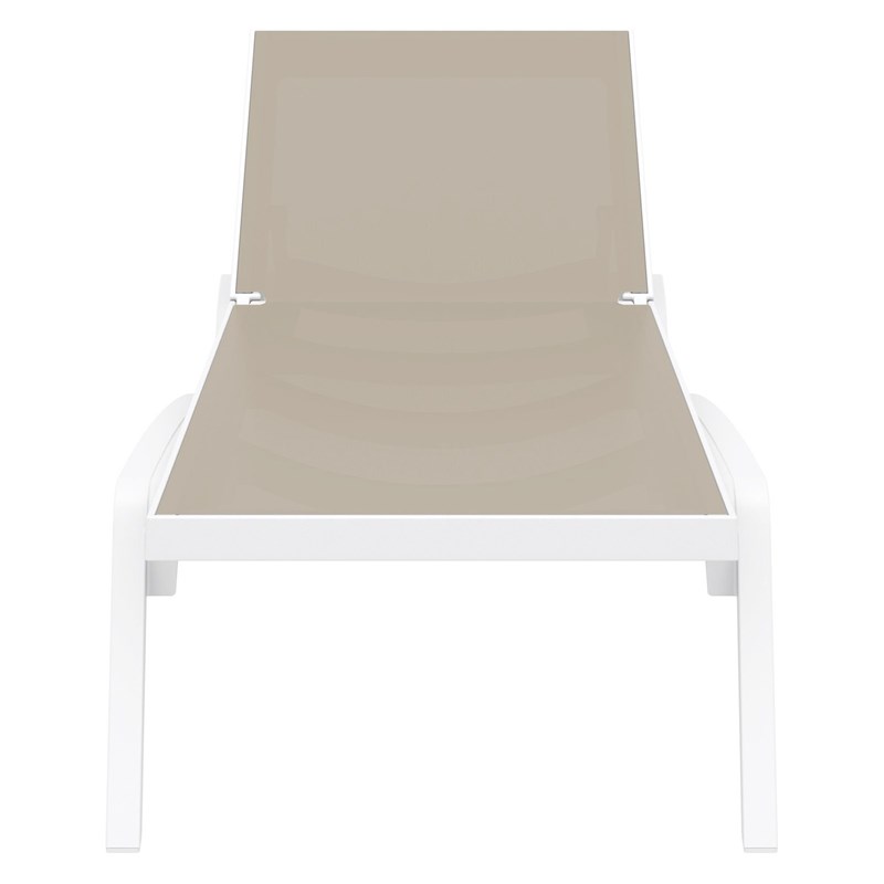 Compamia Pacific Chaise Lounge with Taupe Sling in White Set of 2
