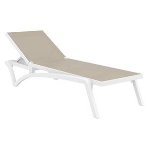 Compamia Pacific Chaise Lounge with Taupe Sling in White Set of 2