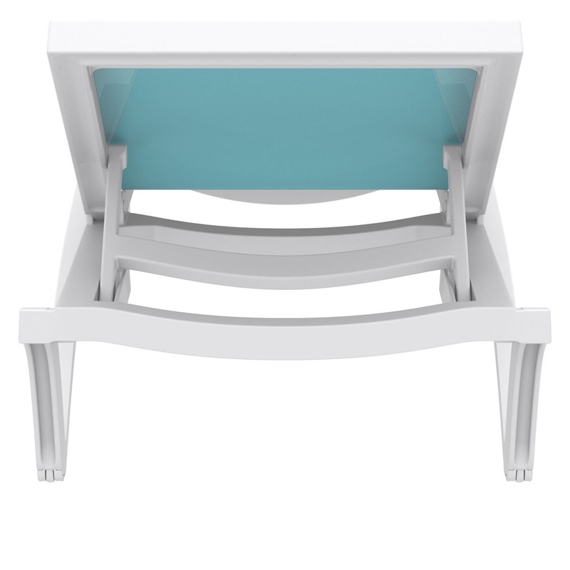Compamia Pacific Chaise Lounge with Turquoise Sling in White Set of 2