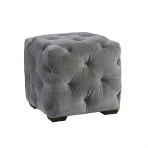 universal furniture curated barkley velvet tufted cube ottoman in gray