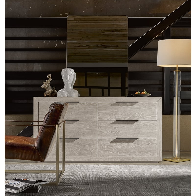 Universal Furniture Huston 6 Drawer Double Dresser in Quartz