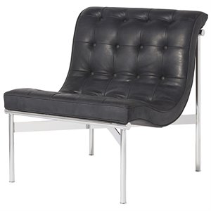 universal furniture shannon leather tufted swayback chair in black