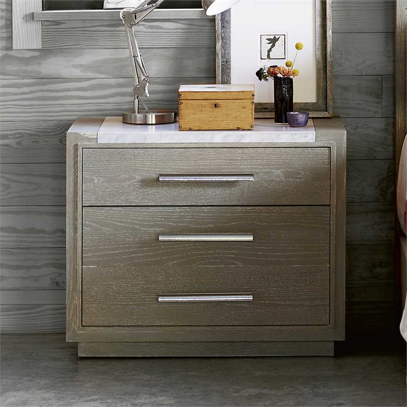 Universal Furniture Zephyr 2 Drawer Marble Top Nightstand In Gray 758350