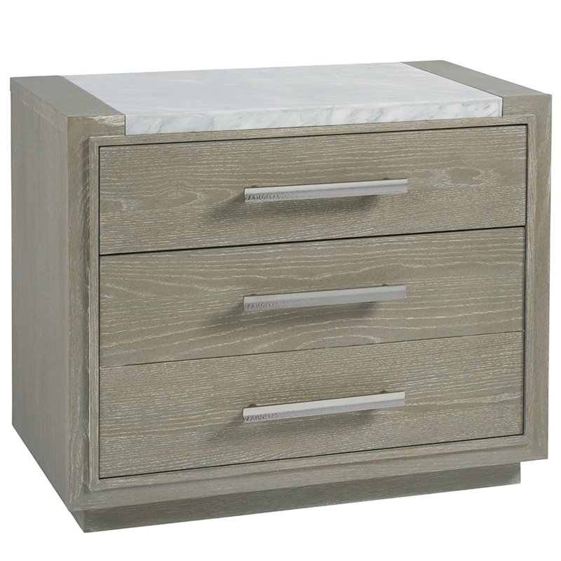 Universal Furniture Zephyr 2 Drawer Marble Top Nightstand in Gray