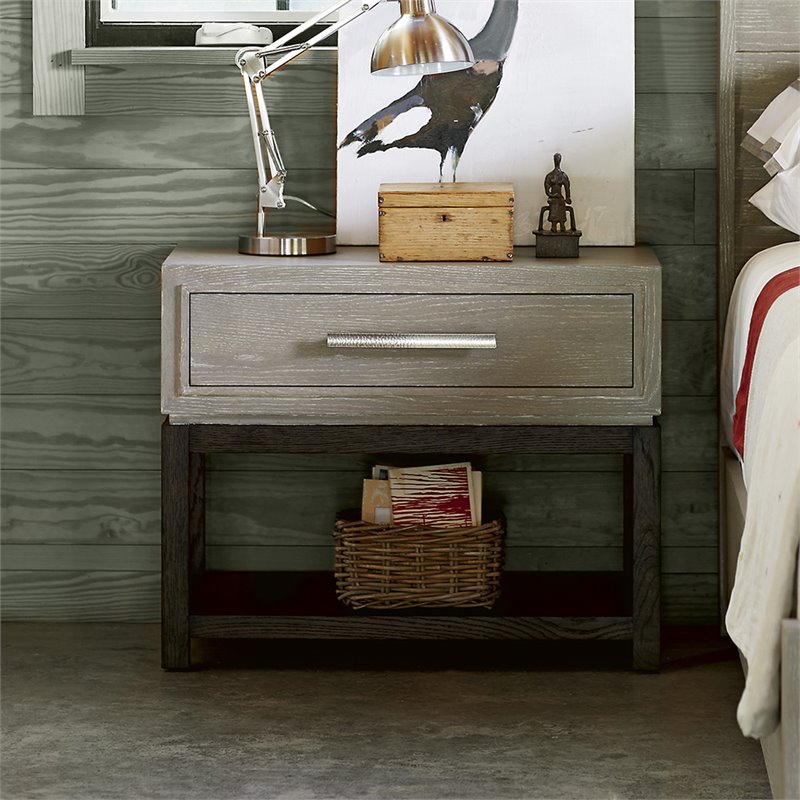 Universal Furniture Zephyr 1 Drawer Nightstand in Gray and Black 758355