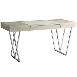 universal furniture zephyr writing desk in gray and chrome