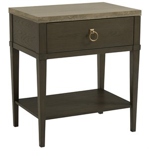 universal furniture soliloquy 1 drawer stone top nightstand in brown