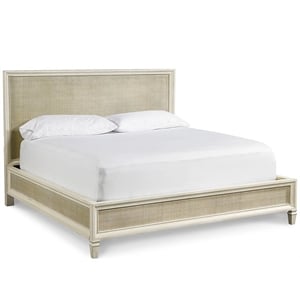 summer hill woven accent wood king panel bed in white
