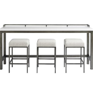 universal furniture curated essence metal console table w/stools in bronze