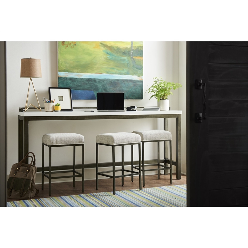 Universal Furniture Curated Essence Metal Console Table w/Stools in Bronze