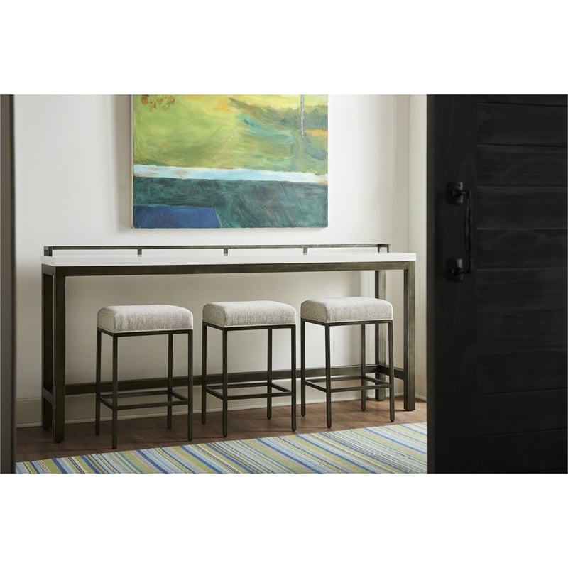 Universal Furniture Curated Essence Metal Console Table w/Stools in Bronze