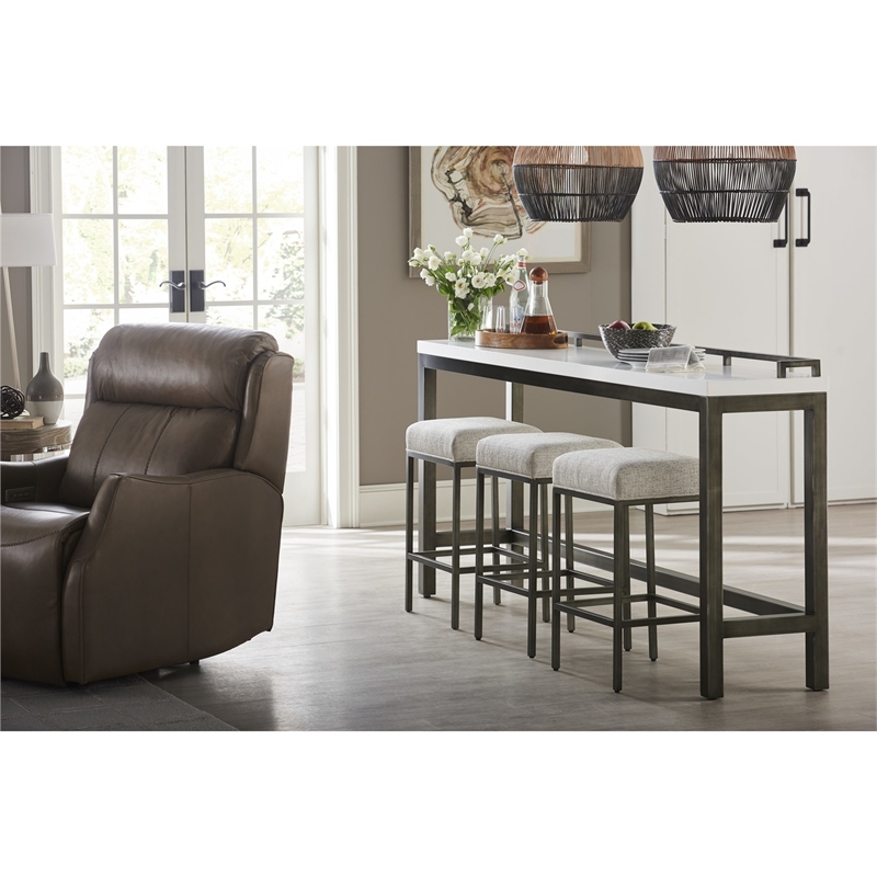 Universal Furniture Curated Essence Metal Console Table w/Stools in Bronze
