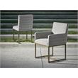 Modern Cooper Fabric Dining Arm Chair  Set of 2 in Gray with Bronze Base