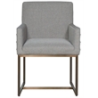 Modern Cooper Fabric Dining Arm Chair  Set of 2 in Gray with Bronze Base