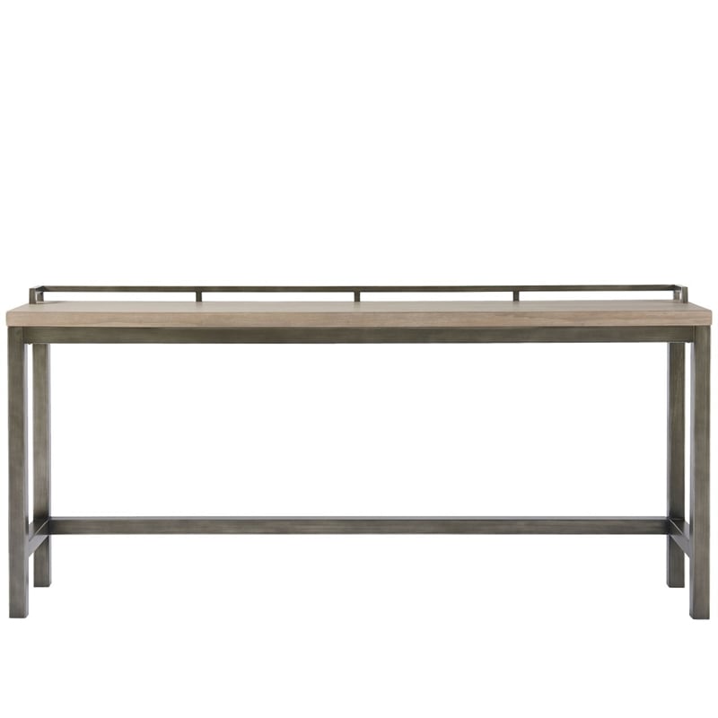 Modern Mitchell Console Table with 3 Stools in Gray Metal with Wood Top