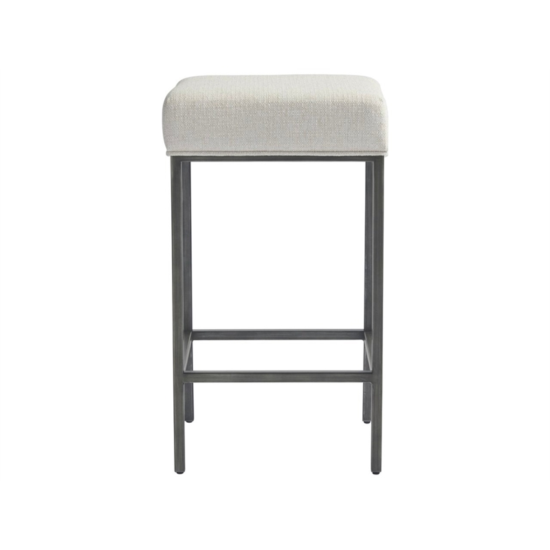 Modern Mitchell Console Table with 3 Stools in Gray Metal with Wood Top