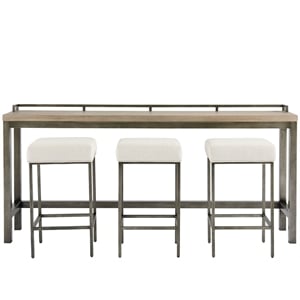 Modern Mitchell Console Table with 3 Stools in Gray Metal with Wood Top