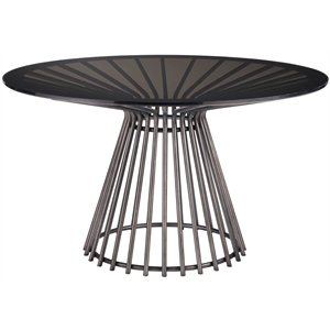 nina magon serrano round dining table with glass top in opaque bronze finish