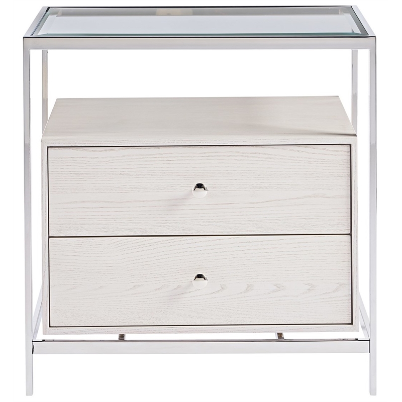 Universal Furnitureuniversal Furniture Wood Nightstand With Glass Top In Ivory White Finish Dailymail