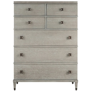 universal furniture 7 drawer wood dresser chest in gray finish