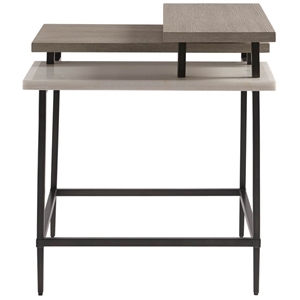 universal furniture wood end table in flannel beige finish