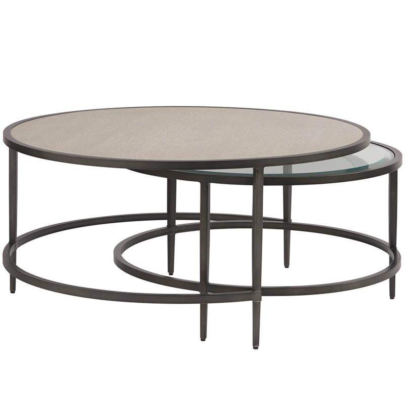 Universal Furniture Midtown Wood and Glass Nesting Tables in Beige