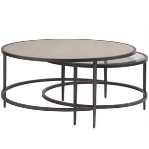 universal furniture midtown wood and glass nesting tables in beige finish