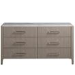 Universal Furniture Soren Wood 6 Drawer Dresser with Stone Top in Beige