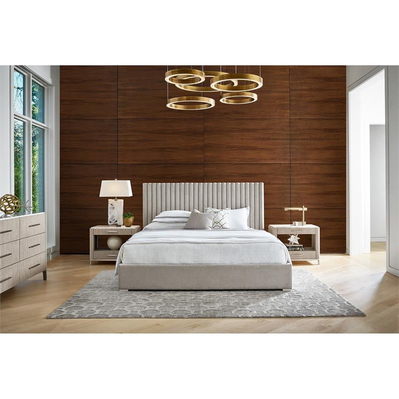 Universal Furniture Decker Fabric Queen Panel Bed with Wall Panels in Beige