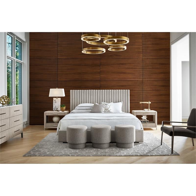 Universal Furniture Decker Fabric Queen Panel Bed with Wall Panels in Beige