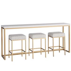 miranda kerr metal console table in gold finish with white top