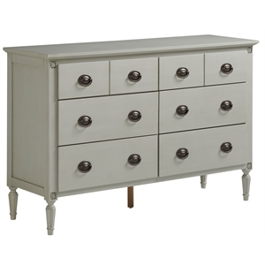 antiqued six drawer double dresser