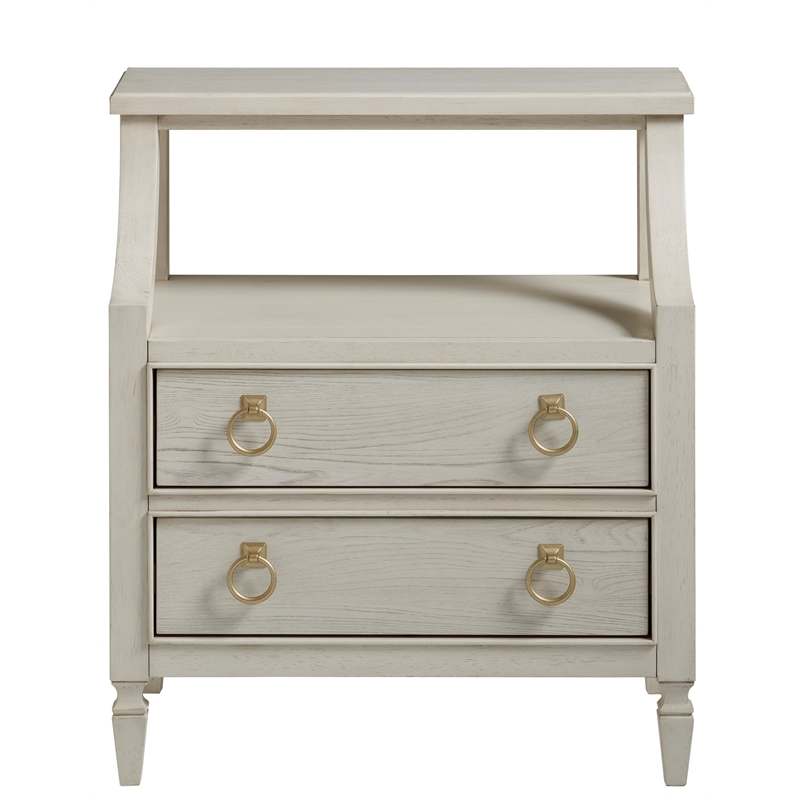 Two Drawer Wood Nightstand In Gray U099f350