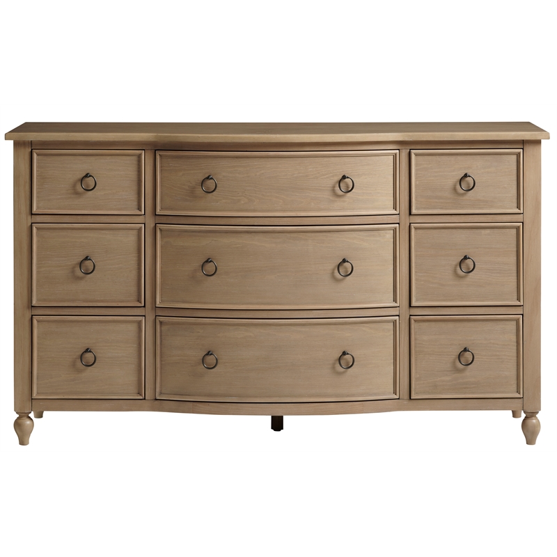 Curved Front Nine Drawer Wood Dresser in Brown Cymax Business