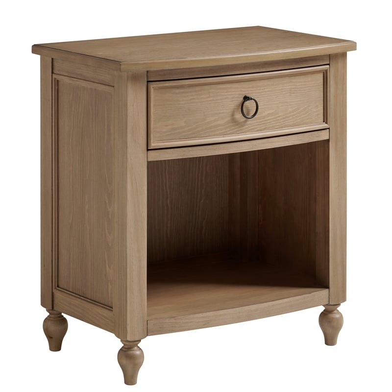 Curved Front One Drawer Wood Nightstand in Brown Cymax Business