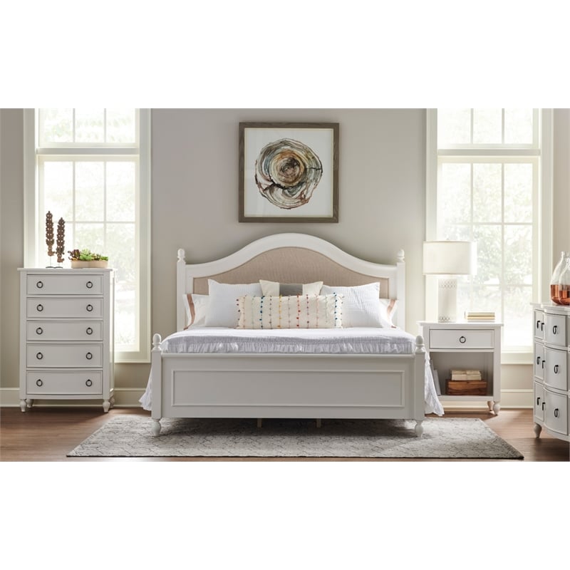 Curved Front Nine Drawer Wood Dresser in White Cymax Business
