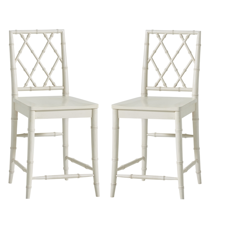 Universal Furniture Bamboo Carved XBack 24" Counter Stool in White (Set of 2)