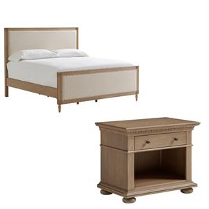 universal furniture farmhouse queen bed set with 1 nightstand in brown