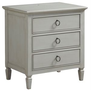 universal furniture summer hill three drawer wood nightstand in gray finish