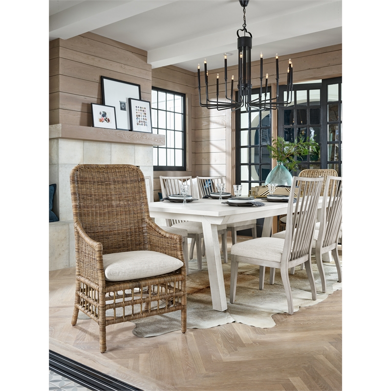 Universal Furniture Modern Farmhouse Wood Arm Chair in weathered natural cane