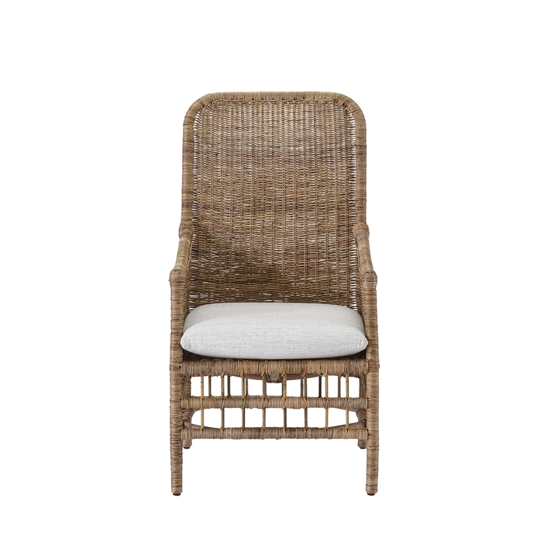 Universal Furniture Modern Farmhouse Wood Arm Chair in weathered natural cane