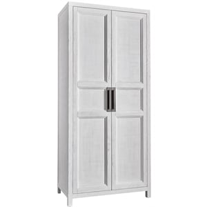 universal furniture modern farmhouse wood utility cabinet in weathered white