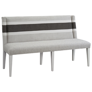 universal furniture modern farmhouse upholstered banquette in white & grey