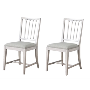 universal furniture oak wood set of 2 slat back side chairs in weathered white