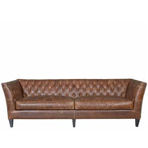 universal furniture upholstered duncan sofa in brown full top grain leather