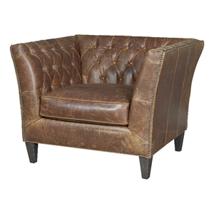 universal furniture upholstered duncan chair in brown full top grain leather