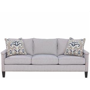 Universal Furniture Upholstered Oscar Sofa in Blue and White Striped Fabric